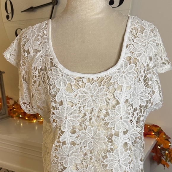 Xhilaration Ivory Floral Crochet Mini Dress - Picture 3 of 5